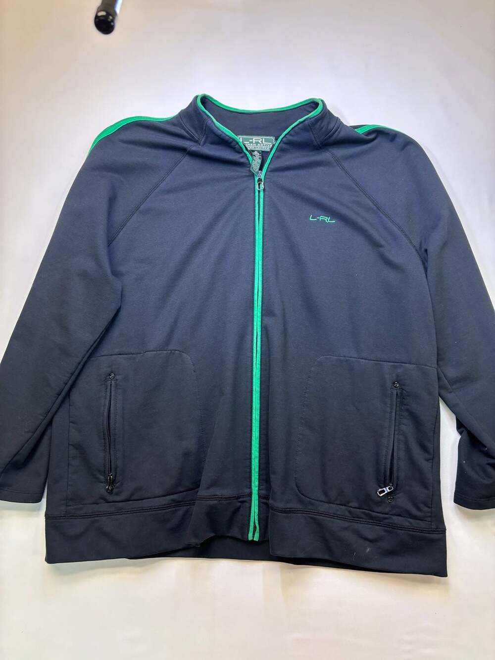 Lauren Active Ralph Lauren Full Zip Athletic Track Jacket Black Green 2X